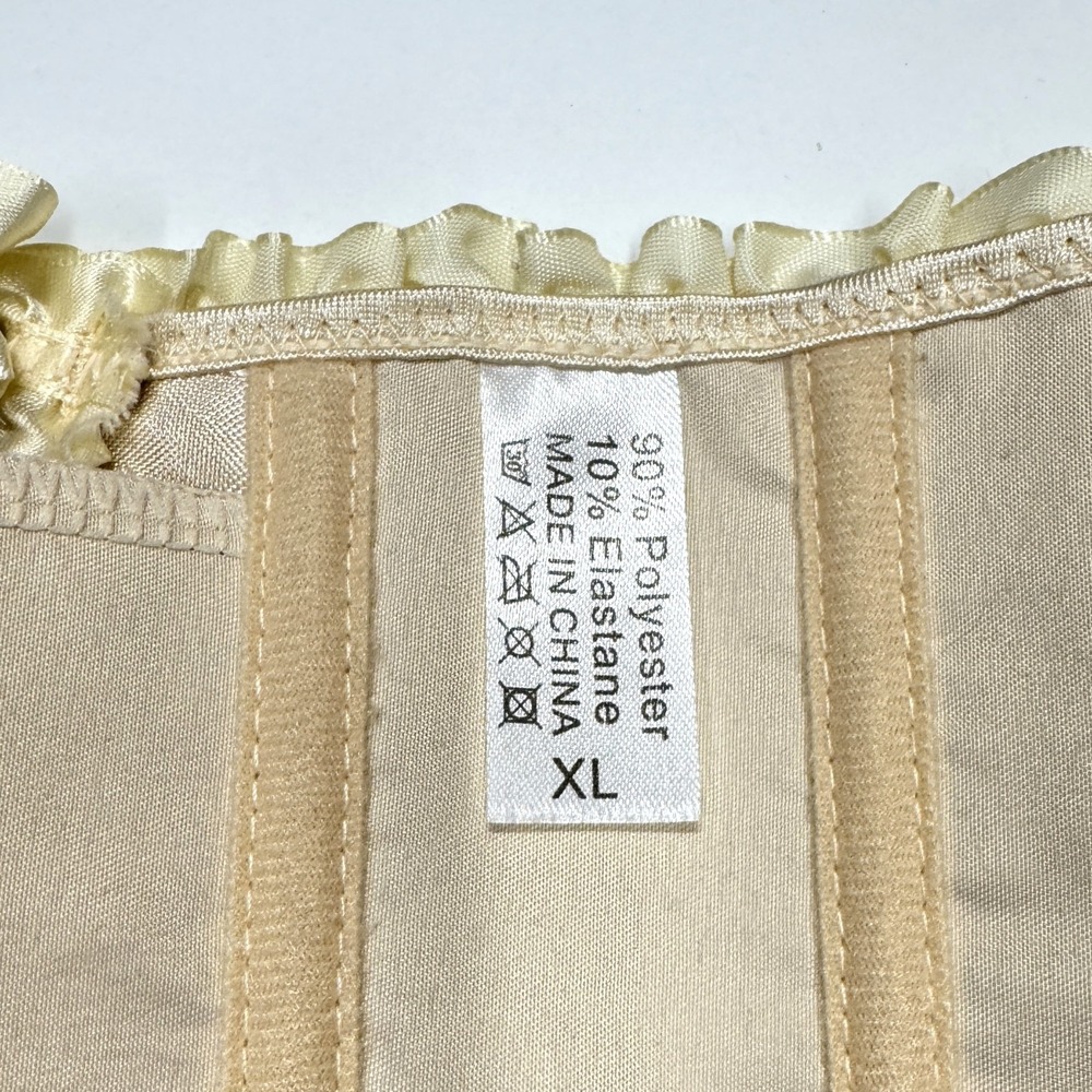 Jacquard Strapless Corset, Size‎ XL, Unbranded, Beige Overbust Lace-Up Ribbons - Picture 3 of 6